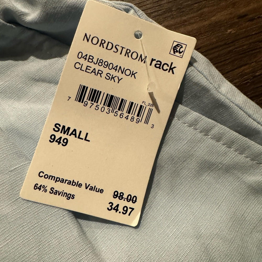 Blank NYC Linen Blend Drawstring Pull‎ On Shorts Pockets  Small Clear Sky Blue - Picture 2 of 8
